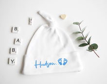 Load image into Gallery viewer, Baby Knotted Hat - Blue Design
