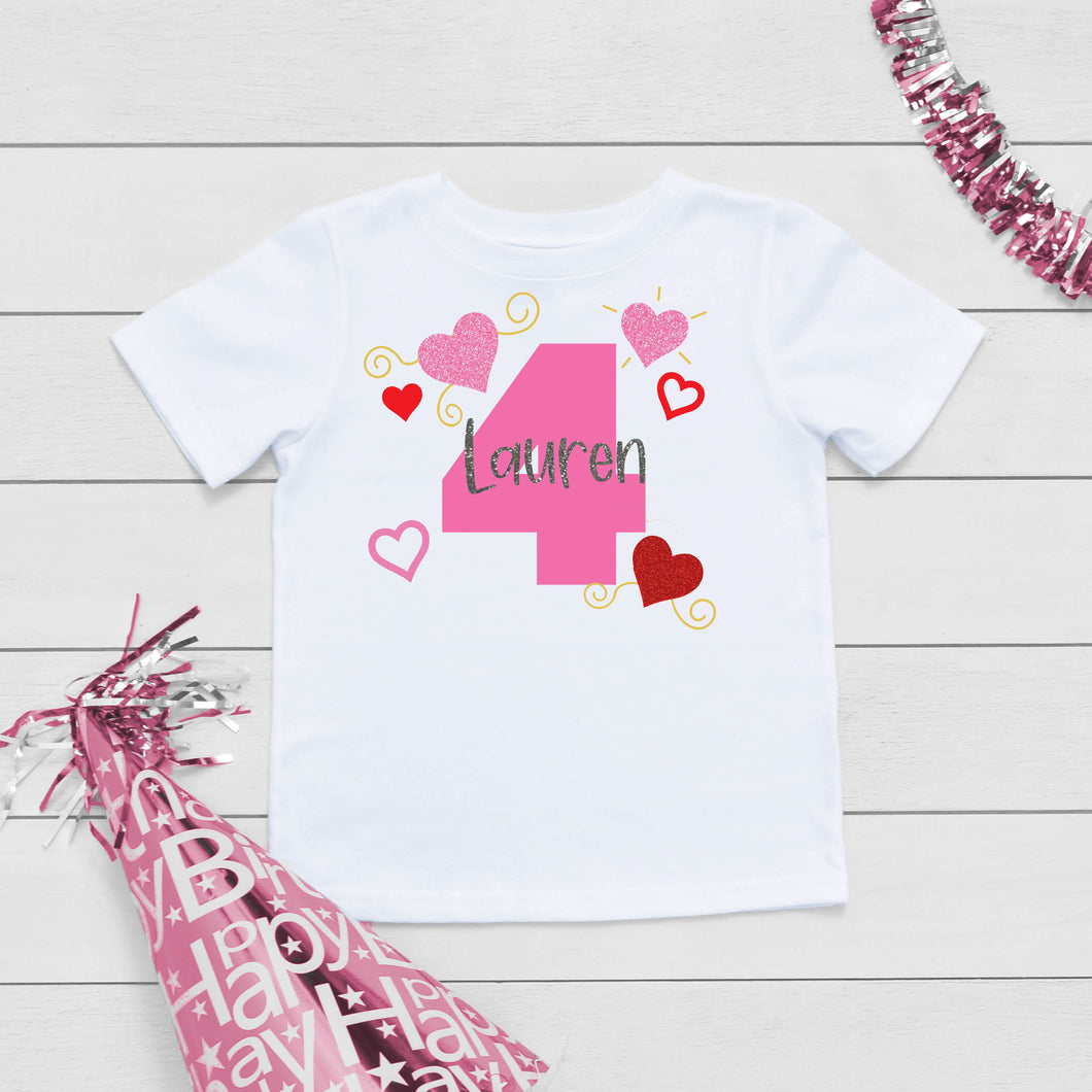 Hearts Four Birthday T-Shirt