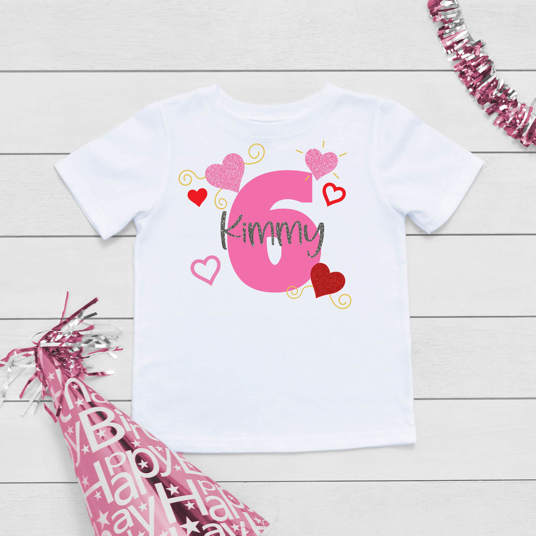 Hearts Six Birthday T-Shirt