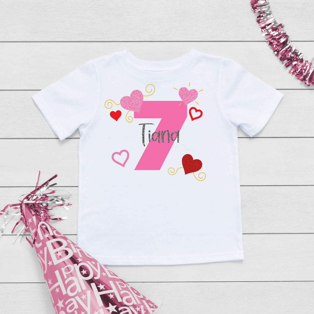 Hearts Seven Birthday T-Shirt