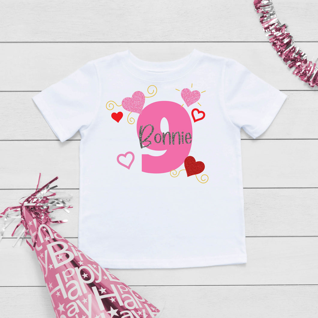 Hearts Nine Birthday T-Shirt