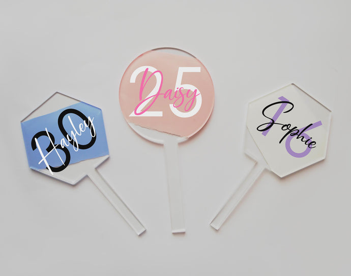 Age and number cake topper