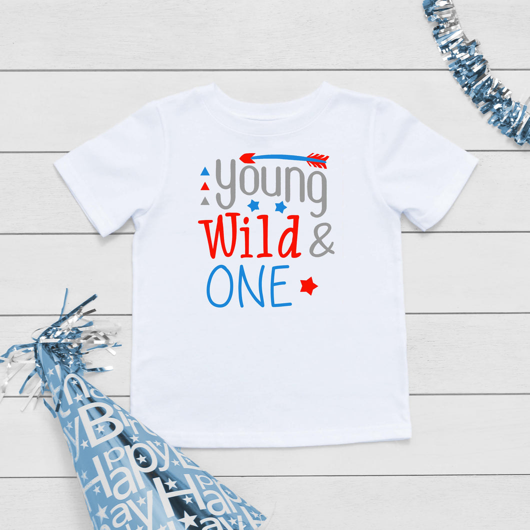 Young, Wild and One Boys Birthday T-Shirt